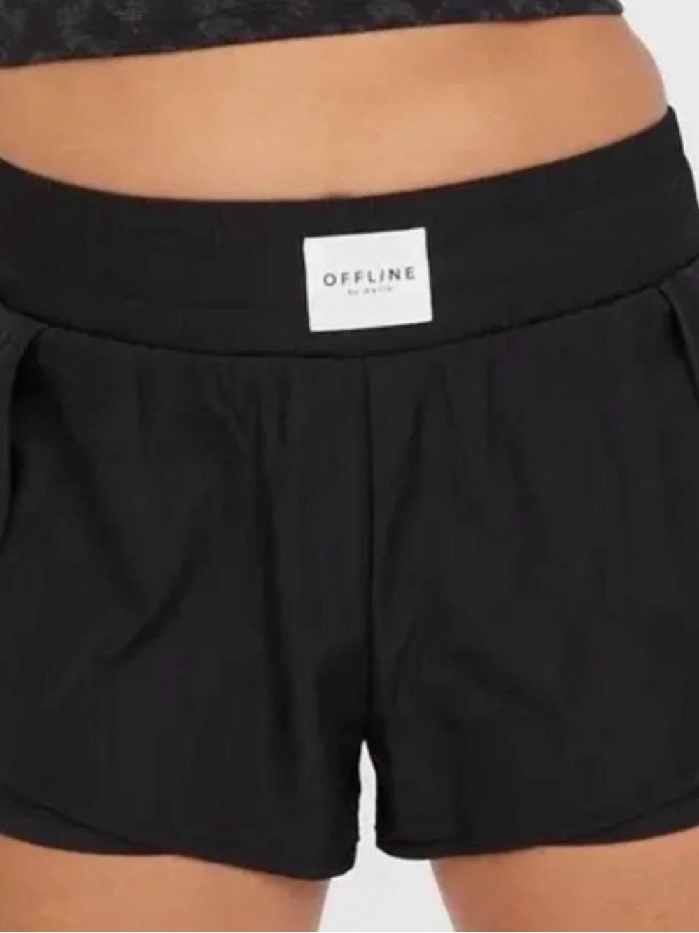 Aerie OFFLINE Black Athletic Running Shorts with Elastic Waist Womens Medium